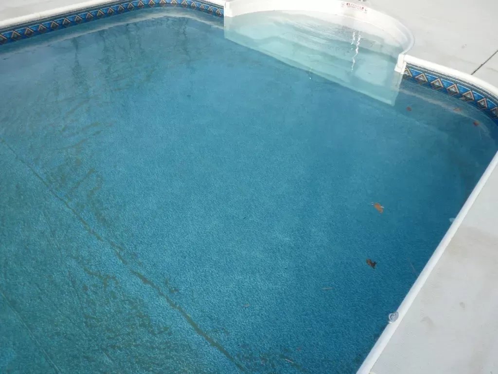 Water Force in the Shallow End - Here you can see the dirt in the shallow end of the pool displaced by only the force of the water being pushed through the Infusion Pool Returns.