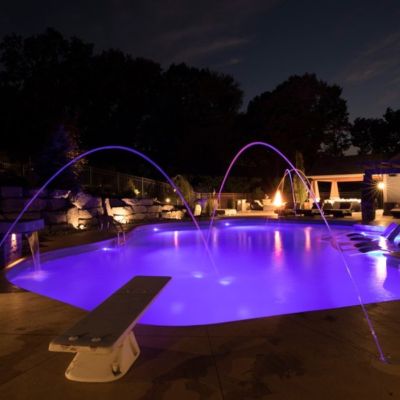 custom pool LED water feature